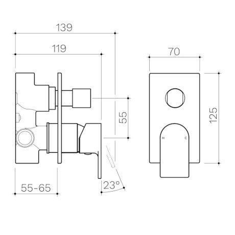 Clark Round Square Wall Mixer With Diverter - Chrome - Burdens Plumbing