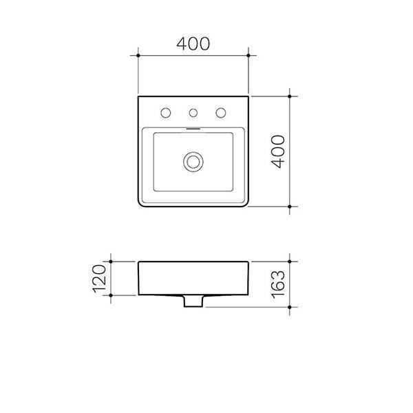 Clark Square Wall Basin 400mm One Taphole - Burdens Plumbing