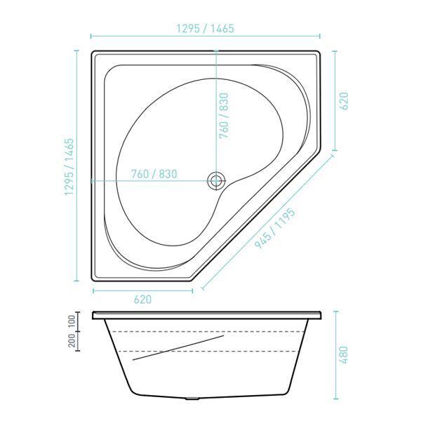 Decina Angelique Bath 1465 X 1465 X 480 White - Burdens Plumbing