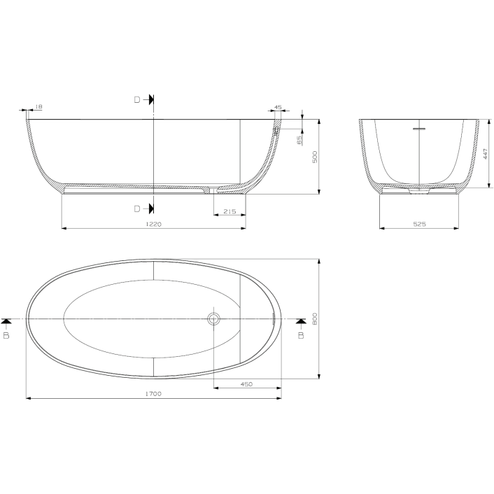 Domus Living Diana 170 Freestanding Bath - Burdens Plumbing