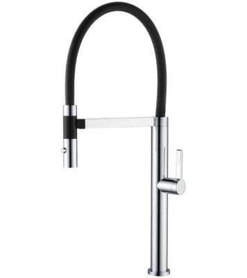 Ect Romeo Chrome Sink Mixer With Black Hose - Burdens Plumbing