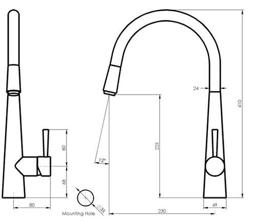 Enhance Nobel Plus Pull Down Sink Mixer Pin Lever Brushed Gold - Burdens Plumbing