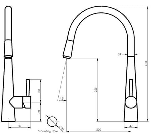 Enhance Nobel Plus Pull Down Sink Mixer Pin Lever Gun Metal - Burdens Plumbing