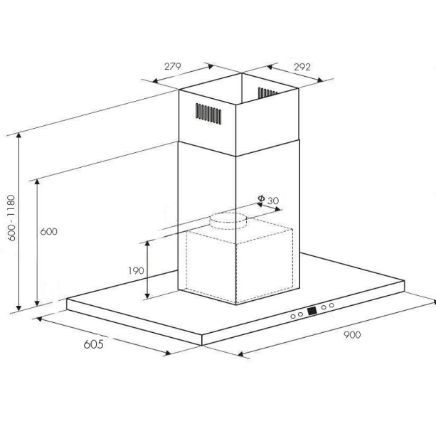 Euro 90Cm Stainless Steel Island Canopy - Eic90Bgr - Burdens Plumbing