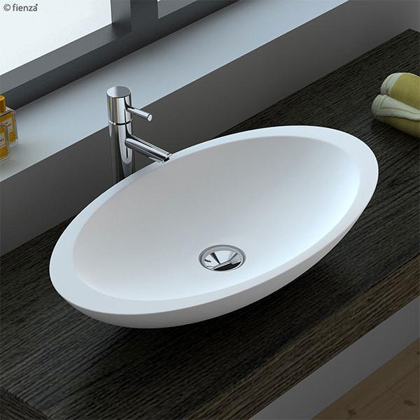 Fienza Bahama Solid Surface Above Counter Basin - Matte White - Burdens Plumbing