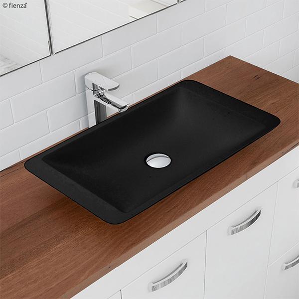 Fienza Classique 600 Above Counter Solid Surface Basin - Matte Black - Burdens Plumbing