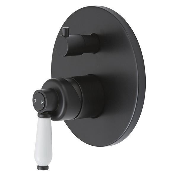 Fienza Eleanor Wall Mixer Diverter - Matte Black/Ceramic - Burdens Plumbing