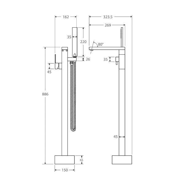 Fienza Jet Floor Mount Bath Mixer With H/Shower Chrome - Burdens Plumbing