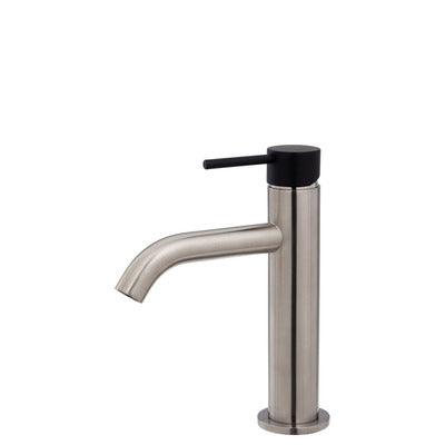 Fienza Kaya Basin Mixer Brushed Nickel With Matte Black Handle - Burdens Plumbing