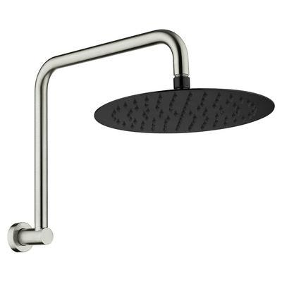 Fienza Kaya Gooseneck Shower Arm Set Brushed Nickel With Matte Black Head - Burdens Plumbing