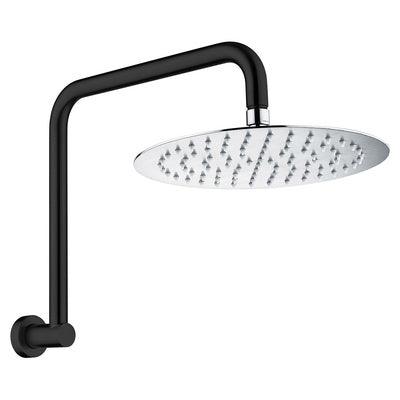 Fienza Kaya Gooseneck Shower Arm Set Matte Black With Chrome Head - Burdens Plumbing