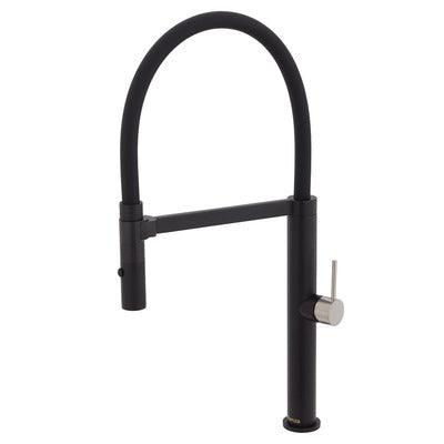 Fienza Kaya Pull Down Sink Mixer Matte Black With Brushed Nickel Handle - Burdens Plumbing