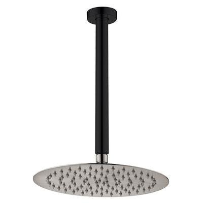 Fienza Kaya Shower Ceiling Dropper Set Matte Black With Brushed Nickel Head - Burdens Plumbing