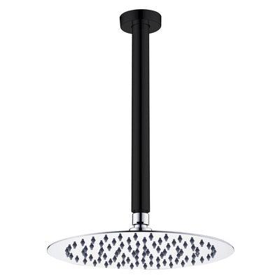 Fienza Kaya Shower Ceiling Dropper Set Matte Black With Chrome Head - Burdens Plumbing