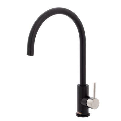 Fienza Kaya Sink Mixer Matte Black With Brushed Nickel Handle - Burdens Plumbing