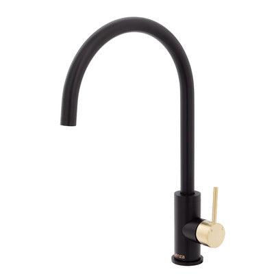 Fienza Kaya Sink Mixer Matte Black With Urban Brass Handle - Burdens Plumbing