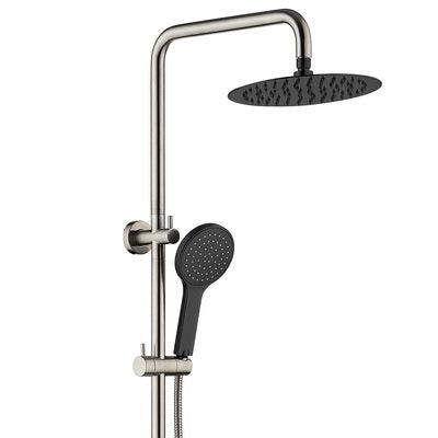 Fienza Kaya Twin Rail Shower Brushed Nickel With Matte Black Heads - Burdens Plumbing