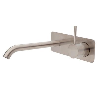 Fienza Kaya Up Basin/Bath Mixer 200mm Outlet Brush Nickel Soft Square Brush Nickel Plate - Burdens Plumbing