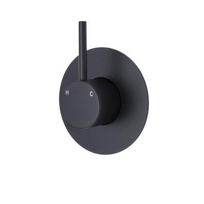 Fienza Kaya Up Wall Mixer Matte Black Large Round Matte Black Plate - Burdens Plumbing