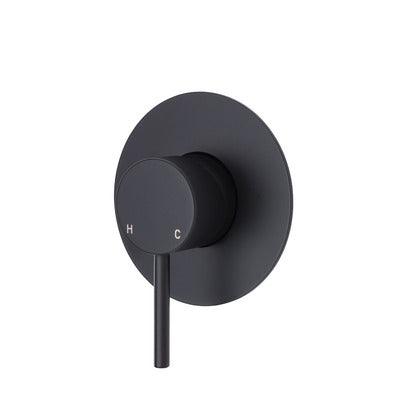 Fienza Kaya Wall Mixer Matte Black Large Round Matte Black Plate - Burdens Plumbing