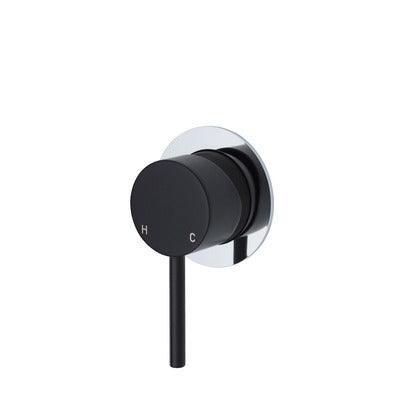 Fienza Kaya Wall Mixer Matte Black Small Round Chrome Plate - Burdens Plumbing