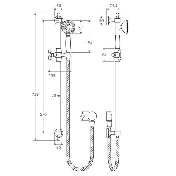 Fienza Lillian Shower Rail Chrome 444114 - Burdens Plumbing