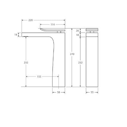 Fienza Lincoln Tall Basin Mixer, Mixed Finish - Burdens Plumbing