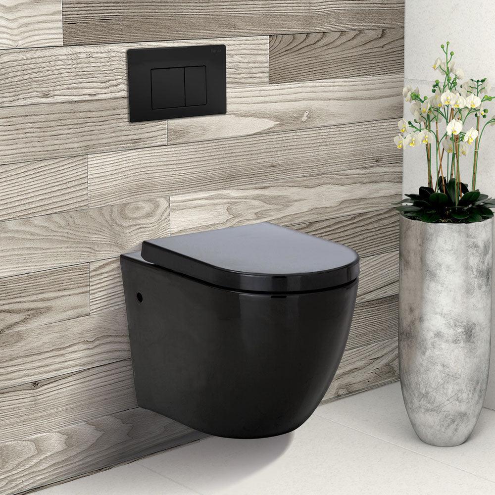 Fienza R&T Square Button Flush Plate - Matte Black - Burdens Plumbing