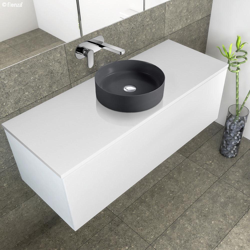 Fienza Reba Ceramic Above Counter Basin - Matte Dark Grey - Burdens Plumbing