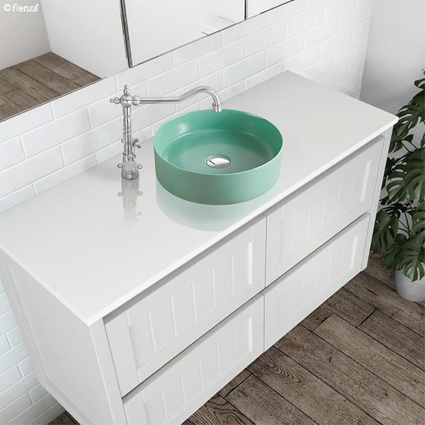 Fienza Reba Ceramic Above Counter Basin - Matte Tiffany Green - Burdens Plumbing