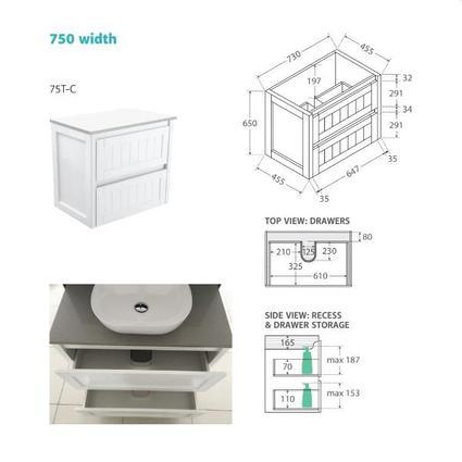 Fienza Rotondo Ceramic 1200 Hampton Wall Hung Cabinet 1 Tap Hole - Burdens Plumbing