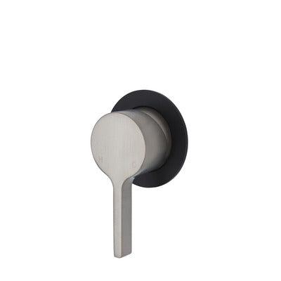 Fienza Sansa Wall Mixer Brush Nickel Small Round Matte Black Plate - Burdens Plumbing