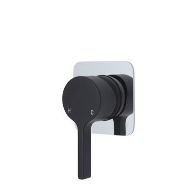 Fienza Sansa Wall Mixer Matte Black Soft Square Chrome Plate - Burdens Plumbing