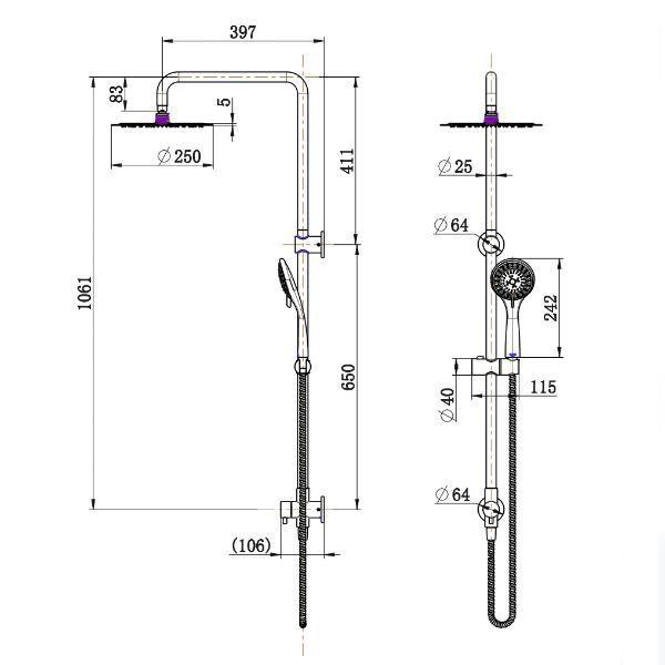 Fienza Stella Multifunction Twin Rail Shower Chrome 455106 - Burdens Plumbing