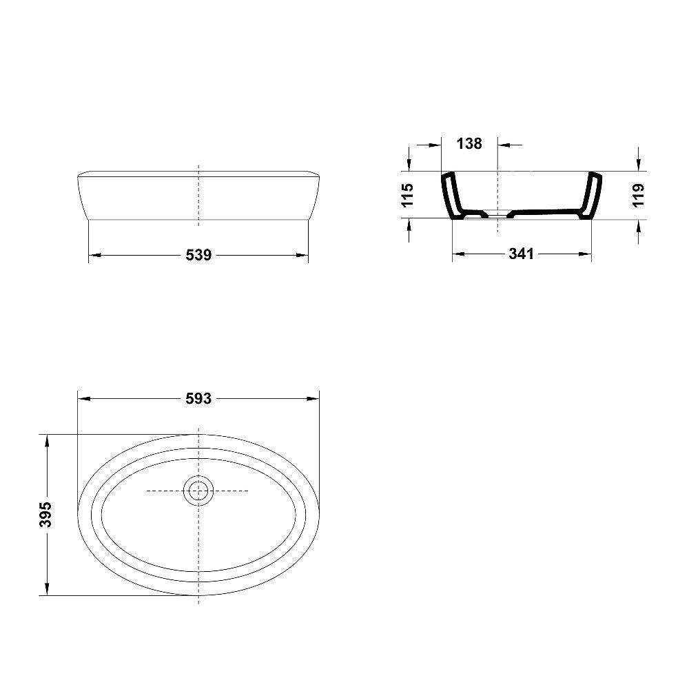 Gala Eos Above Counter Rnd Basin C/W Waste Nth 3403 - Burdens Plumbing