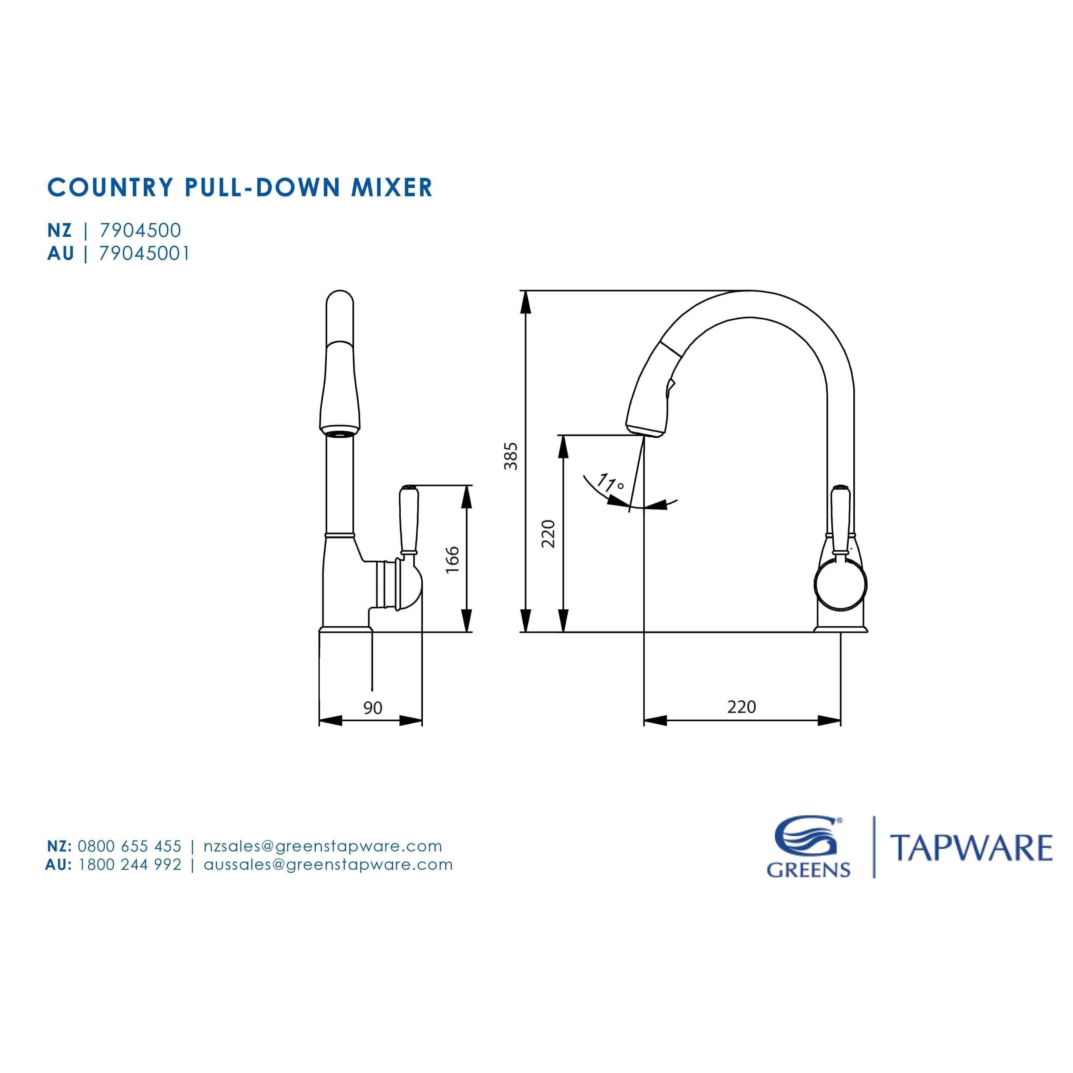 Greens Country Pull Down Spray Sink Mixer Chrome - Burdens Plumbing