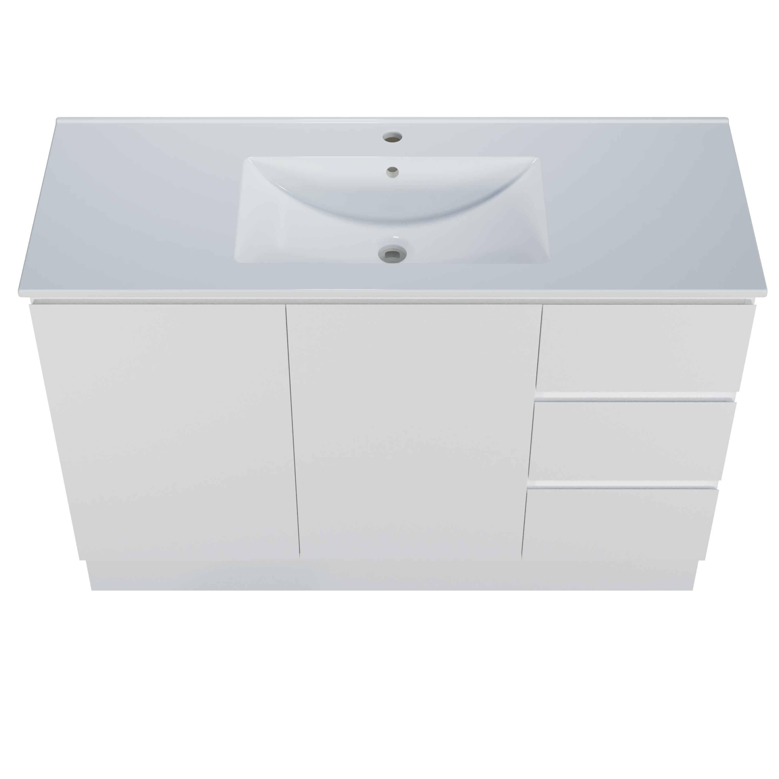 Harmony Three Drawer Vanity 1200mm, Centre Bowl Alpha Top, Floor Standing - Burdens Plumbing