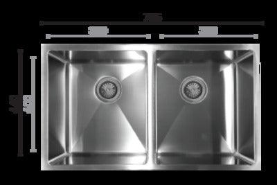 Interchange Uptown Qbr2 Double Bowl Sink 785 X 440 X 200 - Burdens Plumbing