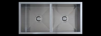 Interchange Uptown Qs2 Double Bowl Sink 875 X 450 X 200 Square Corner - Burdens Plumbing