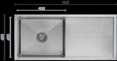 Interchange Uptown Utr3 Single Square Sink And Drainer 990 X 450 X 250 Radius Corner - Burdens Plumbing