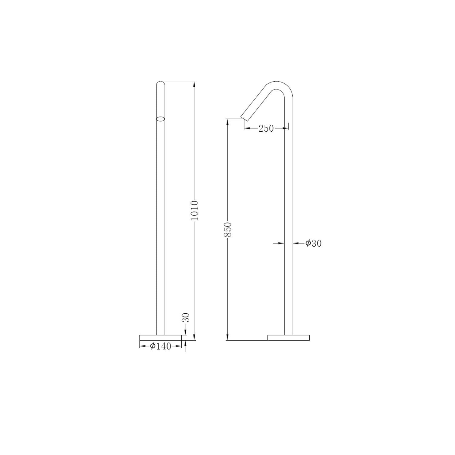 Mecca Bianca Floor Standing Bath Spout Matt Black - Burdens Plumbing