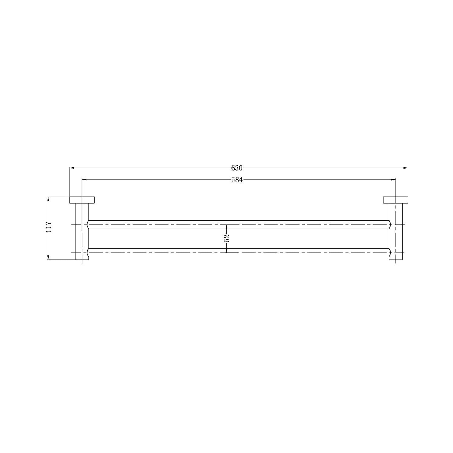 Mecca Double Towel Rail 600mm Brushed Nickel - Burdens Plumbing