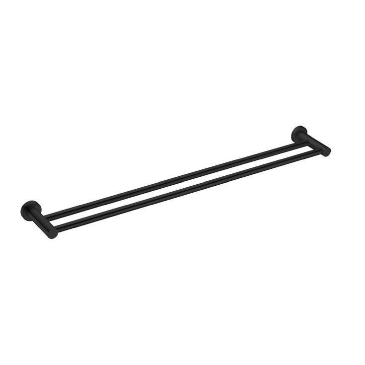 Mecca Double Towel Rail 600mm Matt Black - Burdens Plumbing