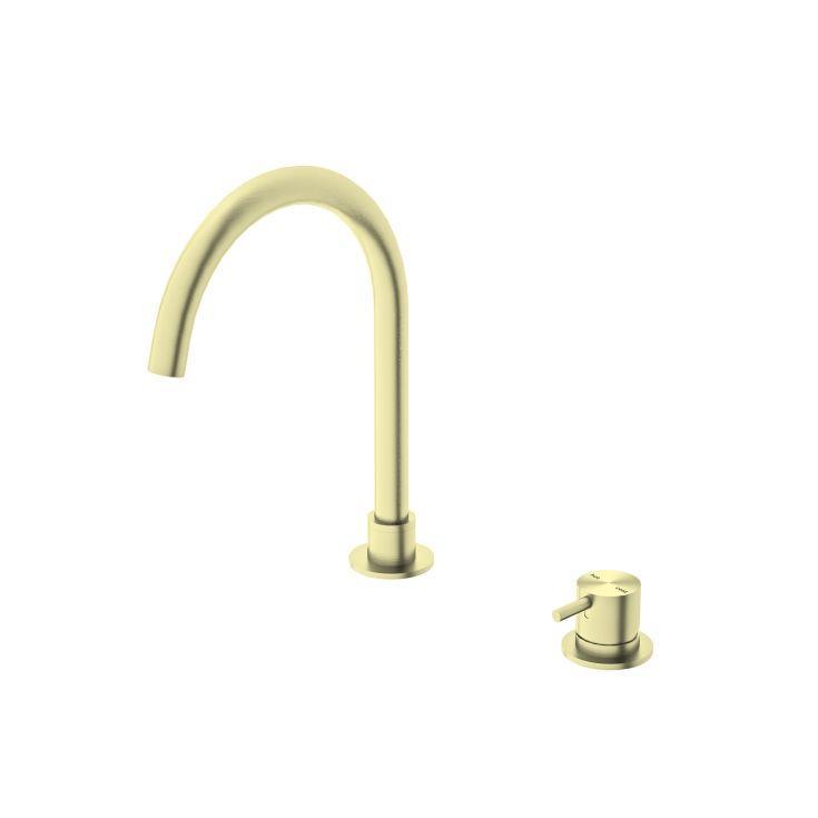 Mecca Hob Basin Mixer Round Spout Brushed Gold - Burdens Plumbing