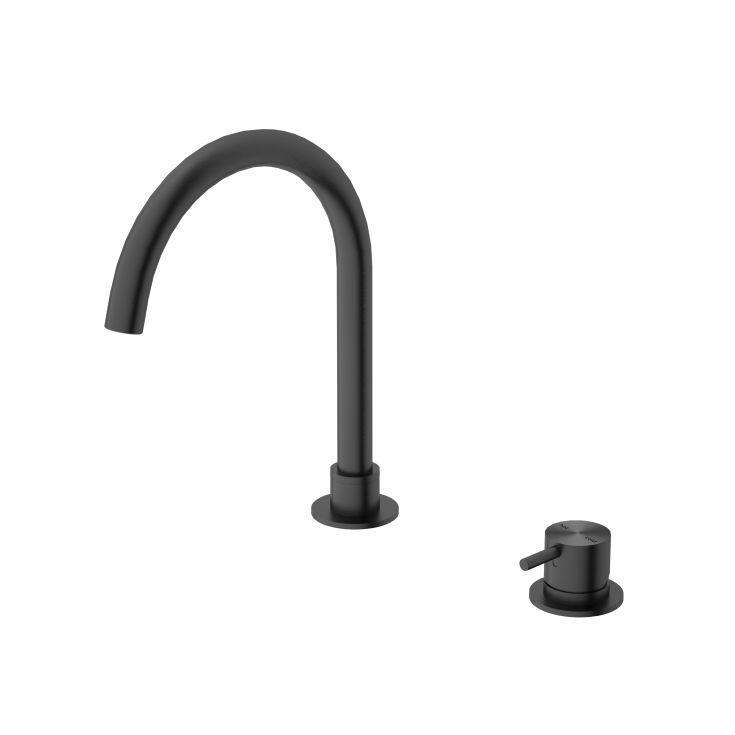 Mecca Hob Basin Mixer Round Spout Gun Metal - Burdens Plumbing