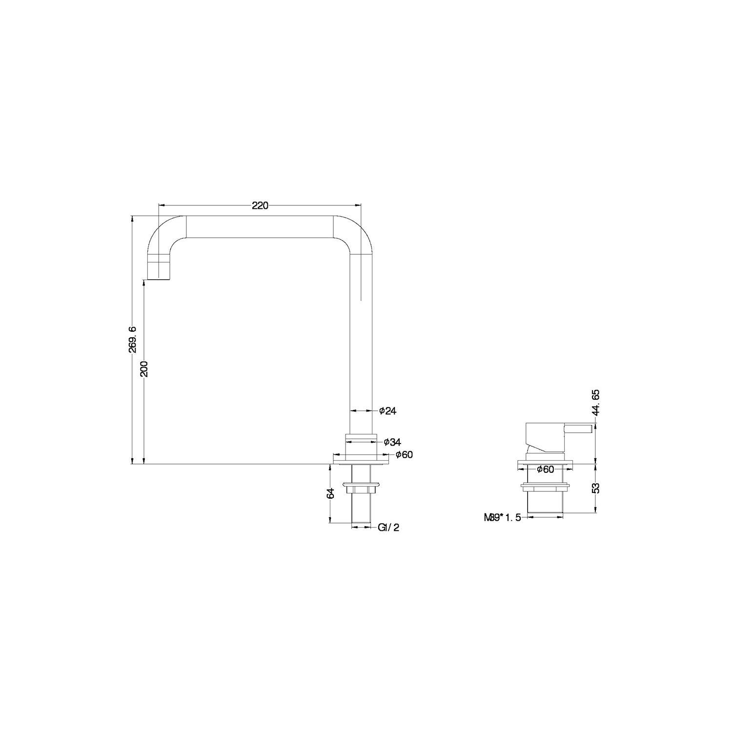 Mecca Hob Basin Mixer Square Spout Chrome - Burdens Plumbing