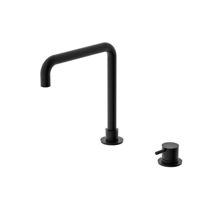 Mecca Hob Basin Mixer Square Spout Matt Black - Burdens Plumbing