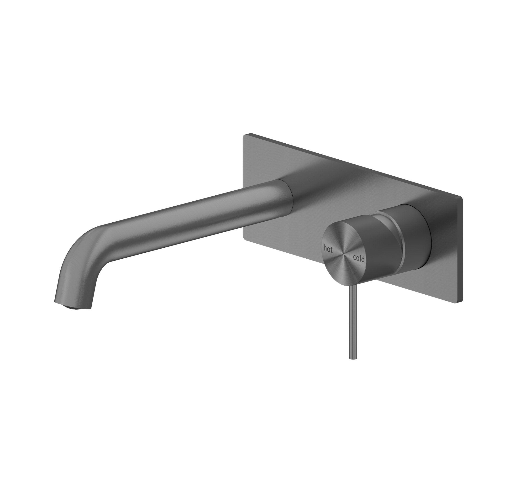 Mecca Wall Basin Mixer 230mm Spout Gun Metal - Burdens Plumbing