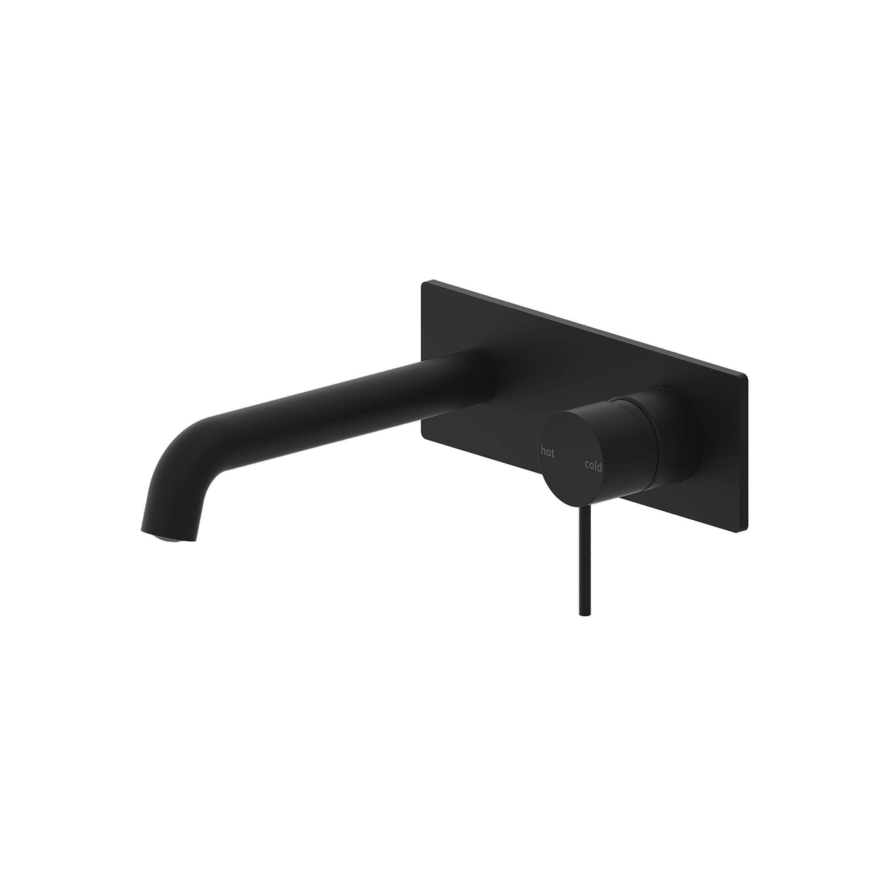 Mecca Wall Basin Mixer 230mm Spout Matt Black - Burdens Plumbing