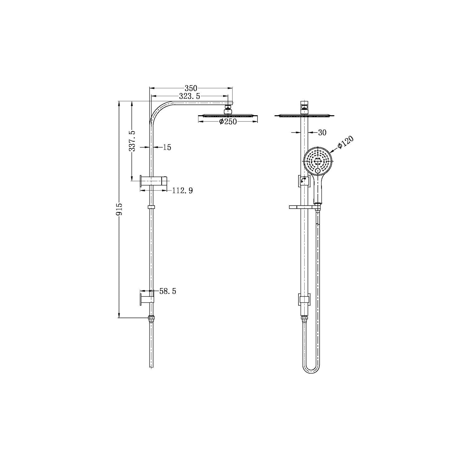 Mecca/Bianca Twin Shower Round Head Brushed Nickel - Burdens Plumbing